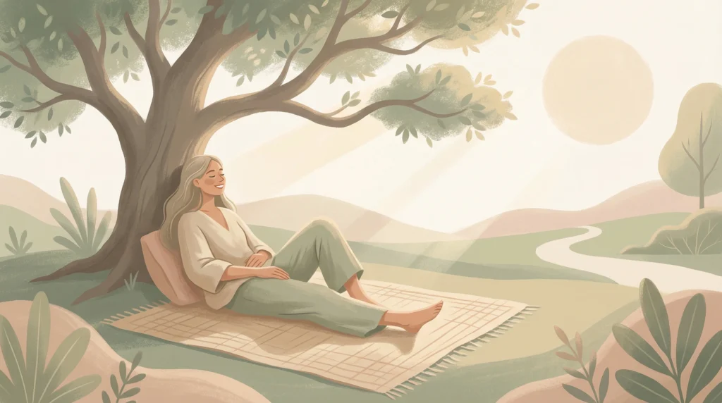 woman resting peacefully under the tree